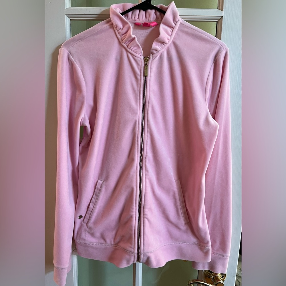 Lilly Pulitzer Pink Ruffle Collar Zip-Up Jacket